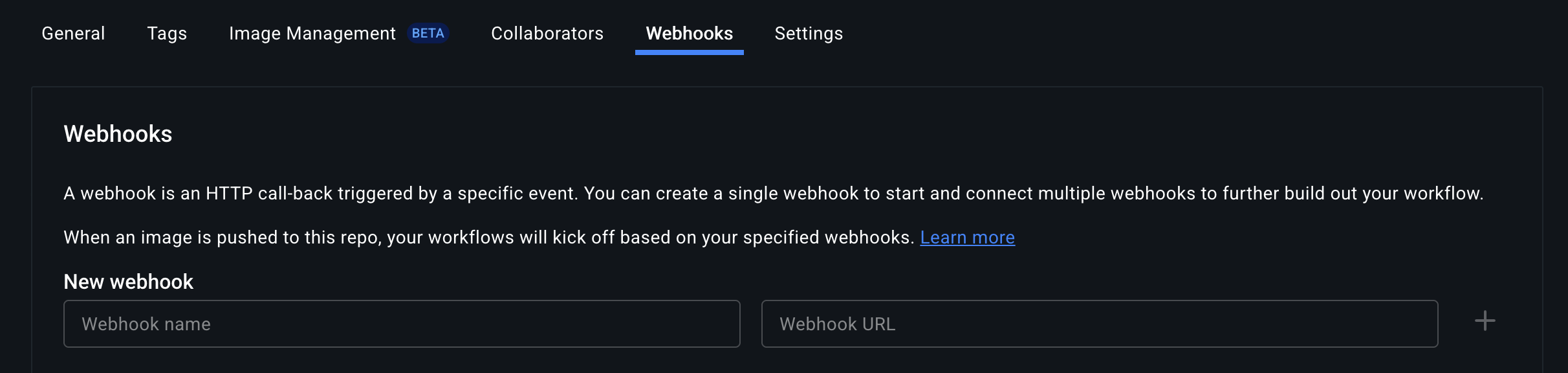 New Webhook Form